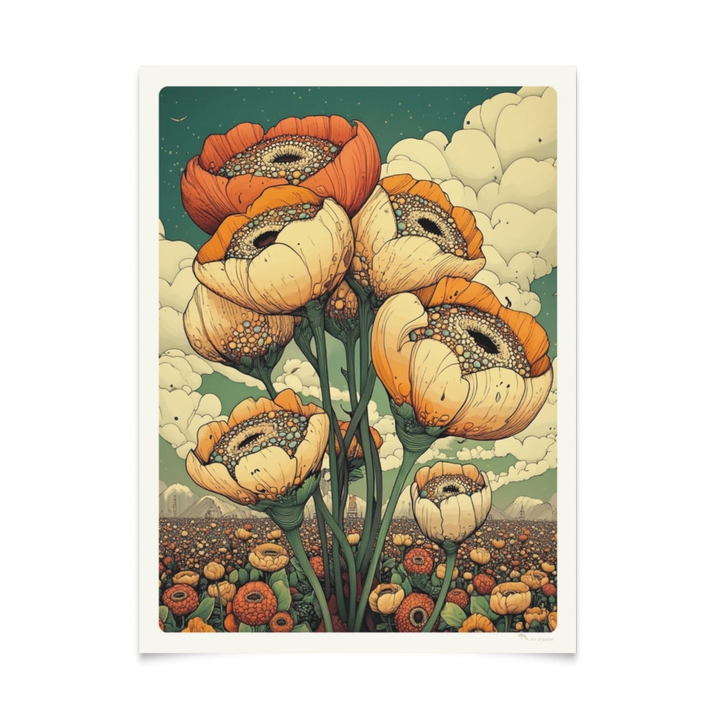 Fantasy Flowers & Mushrooms: Series of 5 Surreal Illustrations