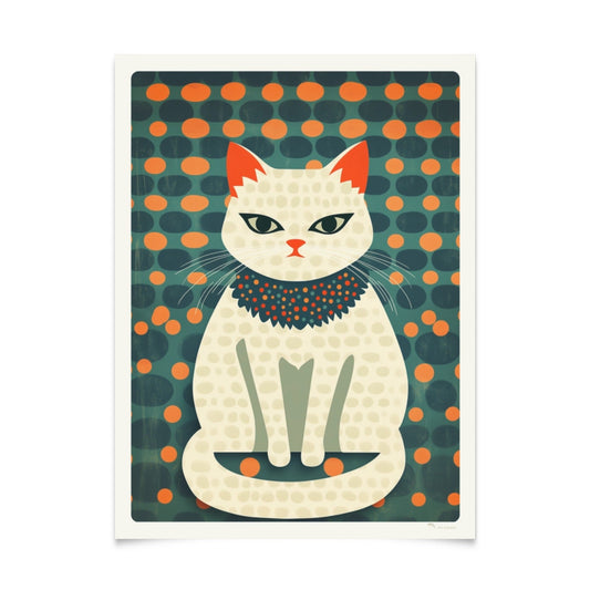 Retro Cats in Polka Dot Patterns: Series of 5 Posters