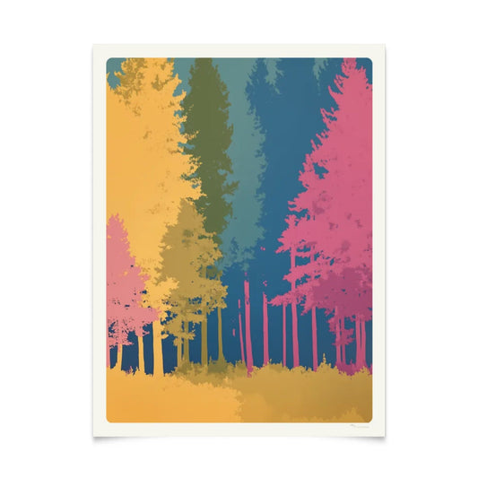 Lebendiges minimalistisches Waldposter 30x40