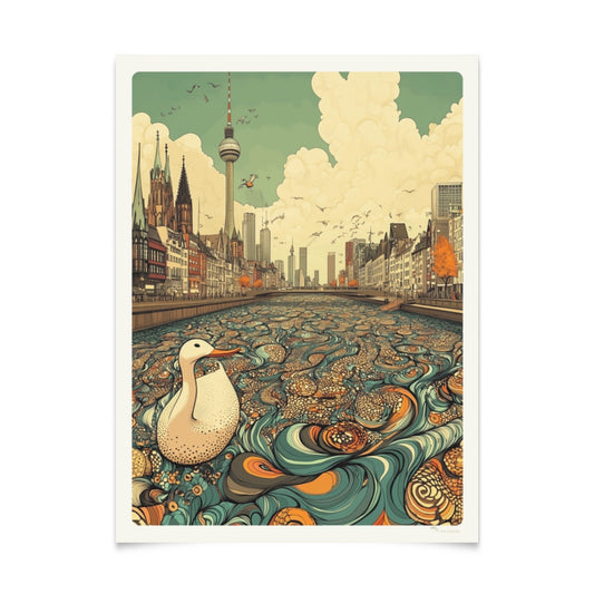 Metropolitan Skylines: Serie von 5 Jugendstil-Illustrationen