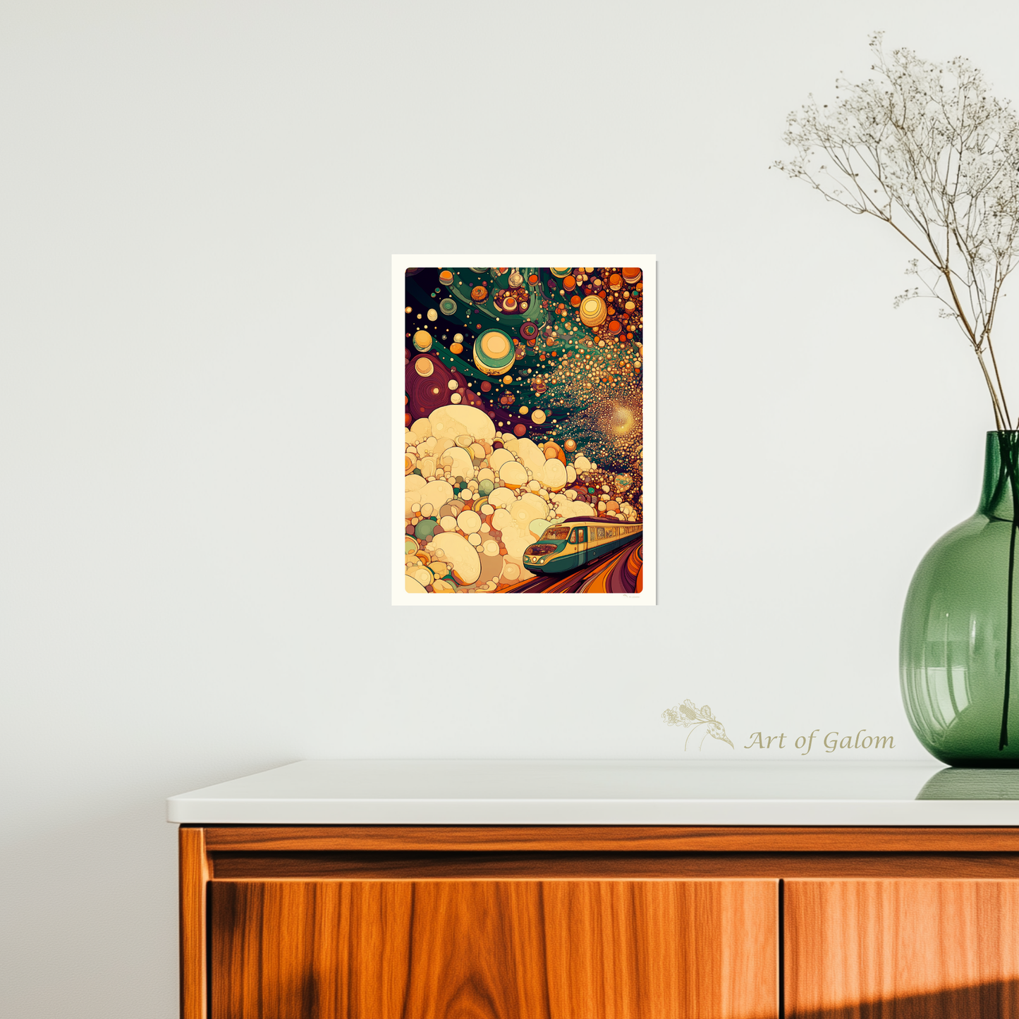 Abstract Floating Bubbles & Trains: Series of 5 Art Nouveau Designs