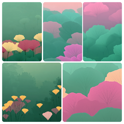 Whimsical Ginkgo Landscape Poster Series 30x40