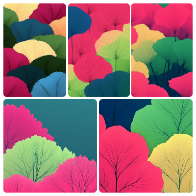 Colorful Ginkgo Tree Illustration Series 30x40