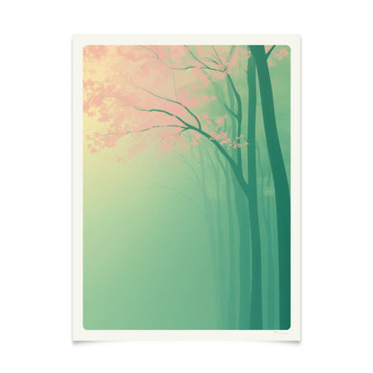 Serene Morning Forest Landscape Poster 30x40