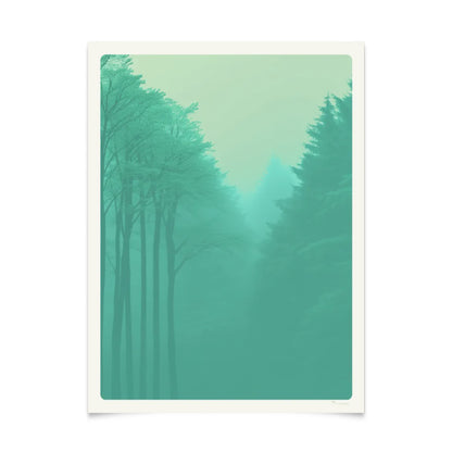 Serene Morning Forest Landscape Poster 30x40