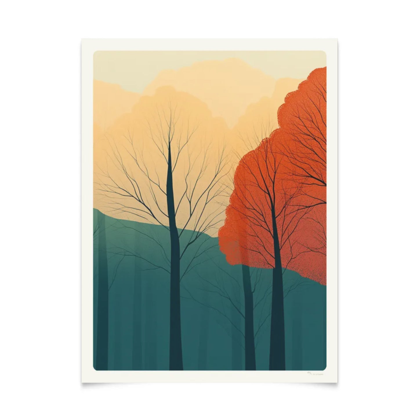 Herbstbäume im Wald Poster 30x40