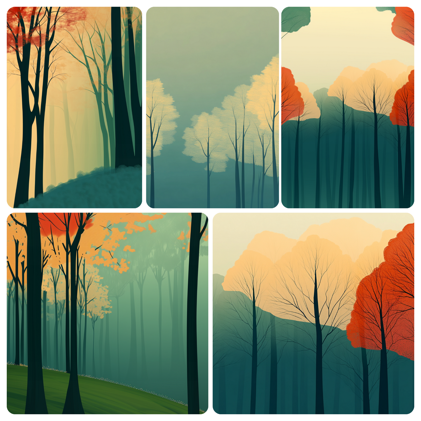 Autumn Trees in the Forest Poster 30x40