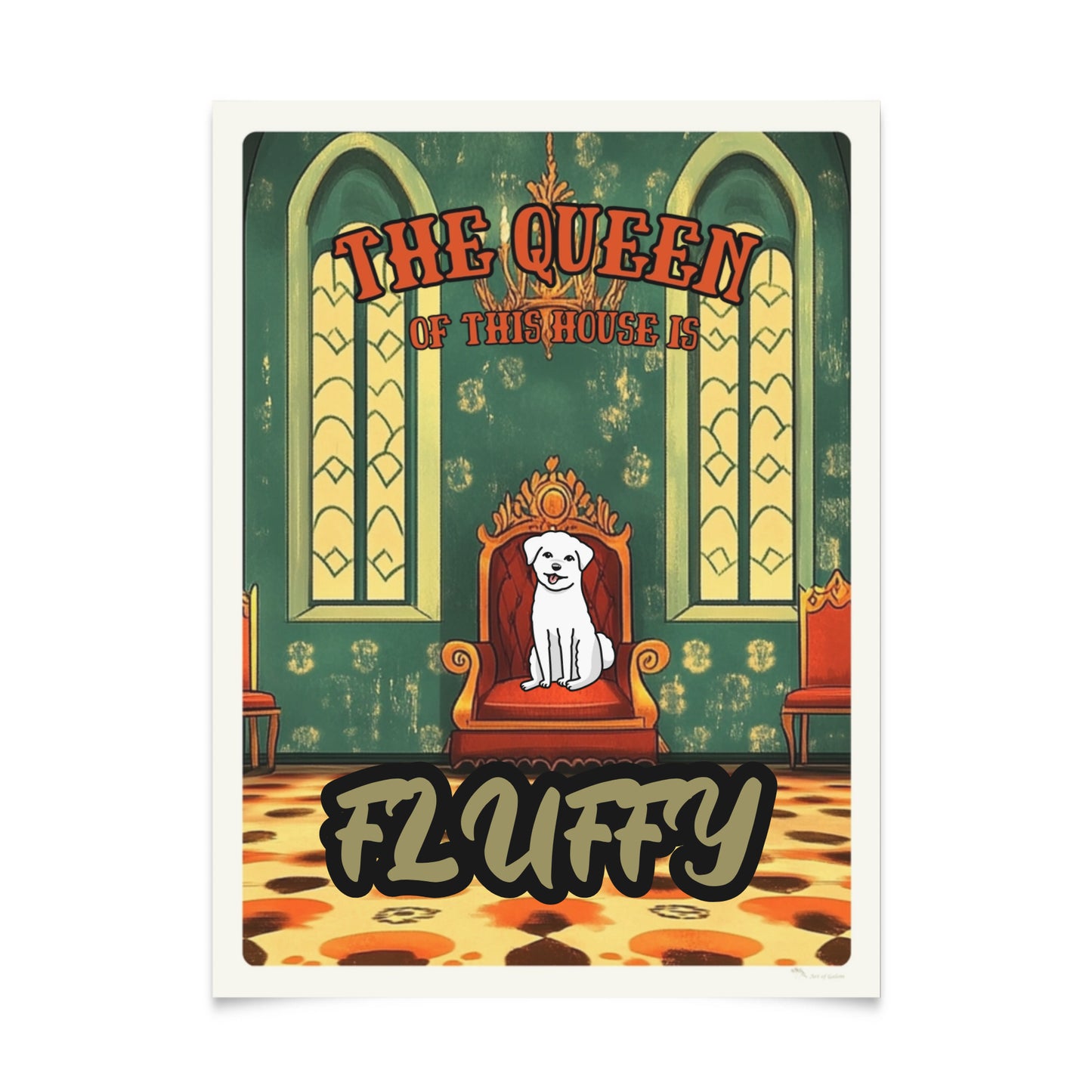 The Kind or Queen of the House - Personalized Pet Poster with Illustration