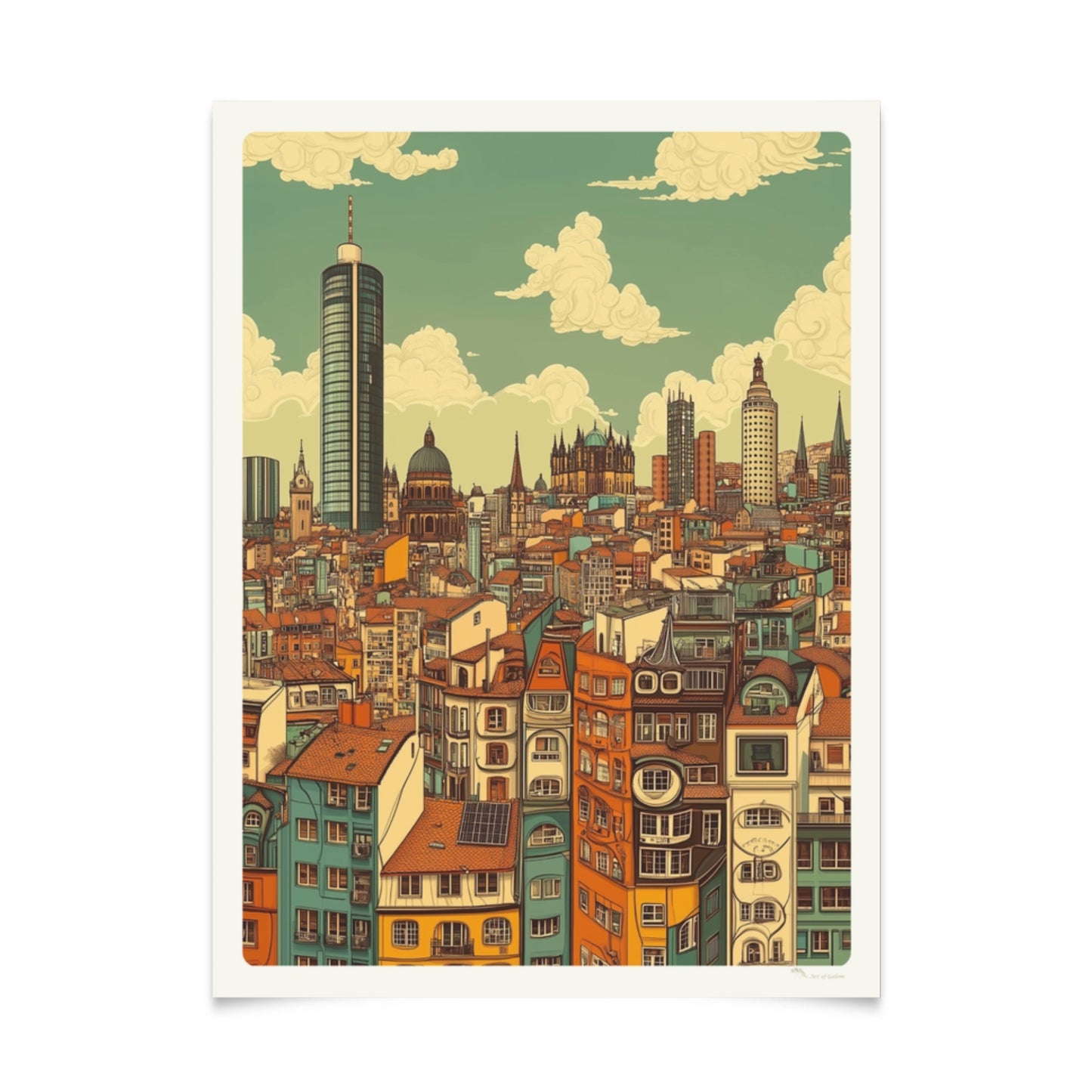 Whimsical Cityscapes - Houses and Roofs - Series of 5 Illustrations