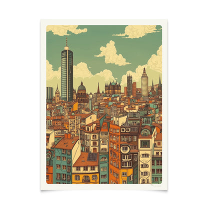 Whimsical Cityscapes - Houses and Roofs - Series of 5 Illustrations