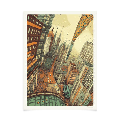 Whimsical Cityscapes - Houses and Roofs - Series of 5 Illustrations