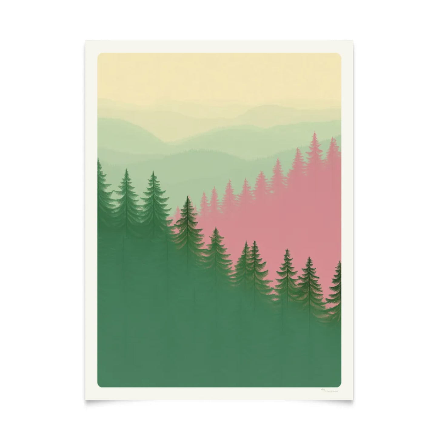 Minimalistisches Poster „Nebliger Wald“ 30x40