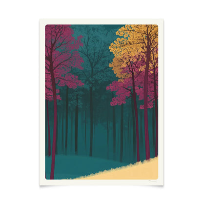 Vibrant Minimalist Forest Poster 30x40