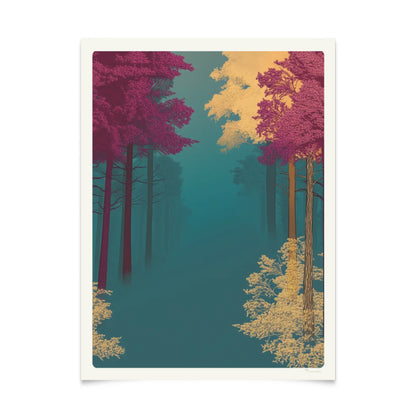 Vibrant Minimalist Forest Poster 30x40