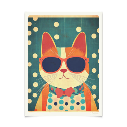 Retro Cute Cats Art: Series of 5 Posters with Sunglasses