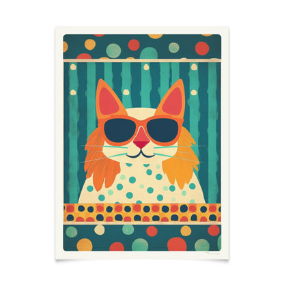 Retro Cute Cats Art: Series of 5 Posters with Sunglasses