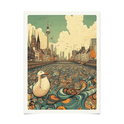 Metropolitan Skylines: Series of 5 Art Nouveau Illustrations