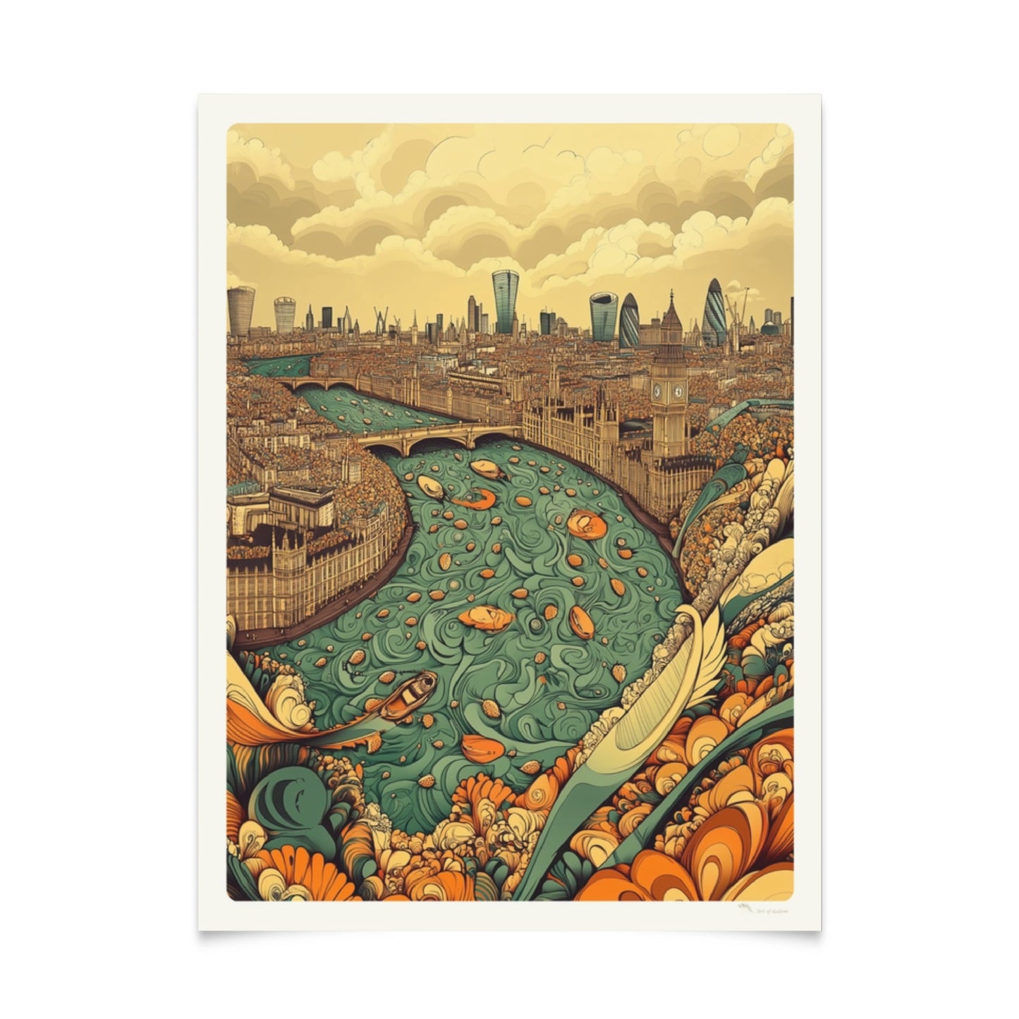 Metropolitan Skylines: Serie von 5 Jugendstil-Illustrationen