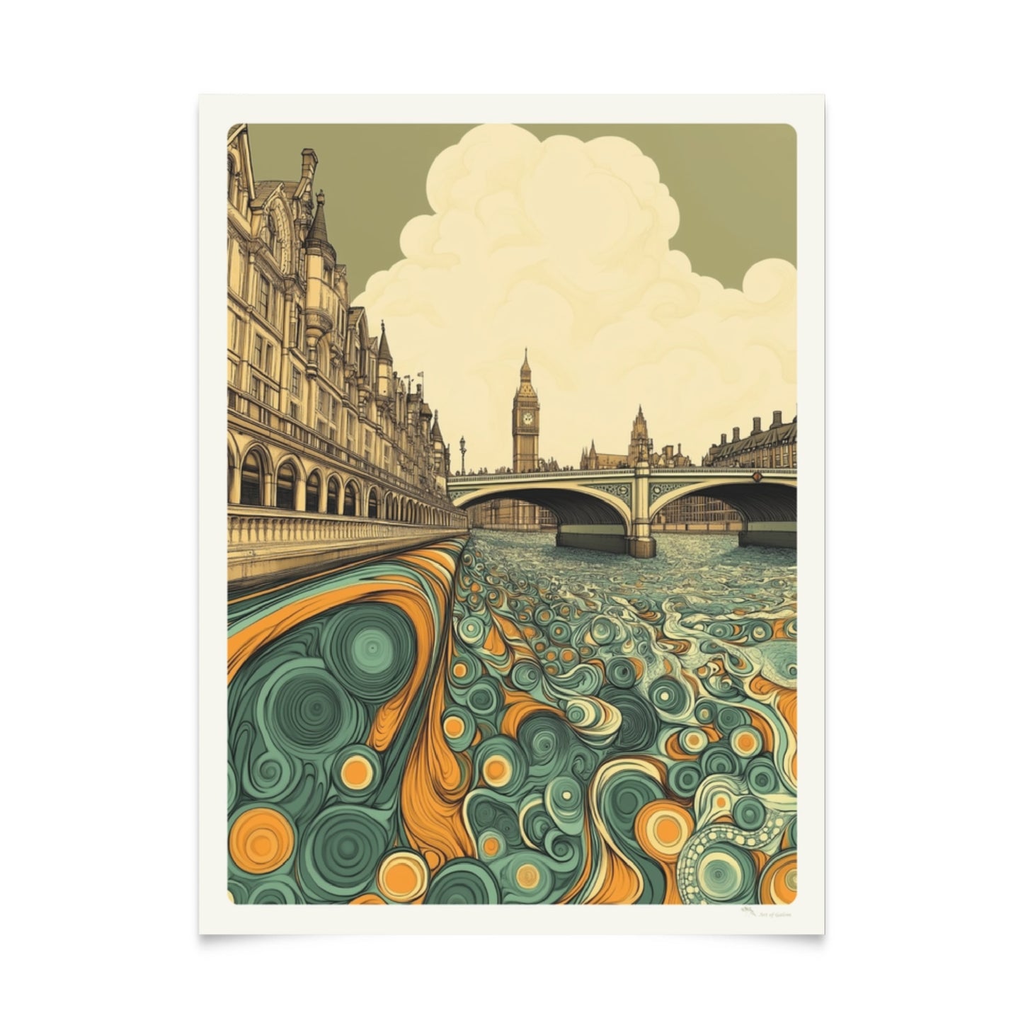 Metropolitan Skylines: Series of 5 Art Nouveau Illustrations