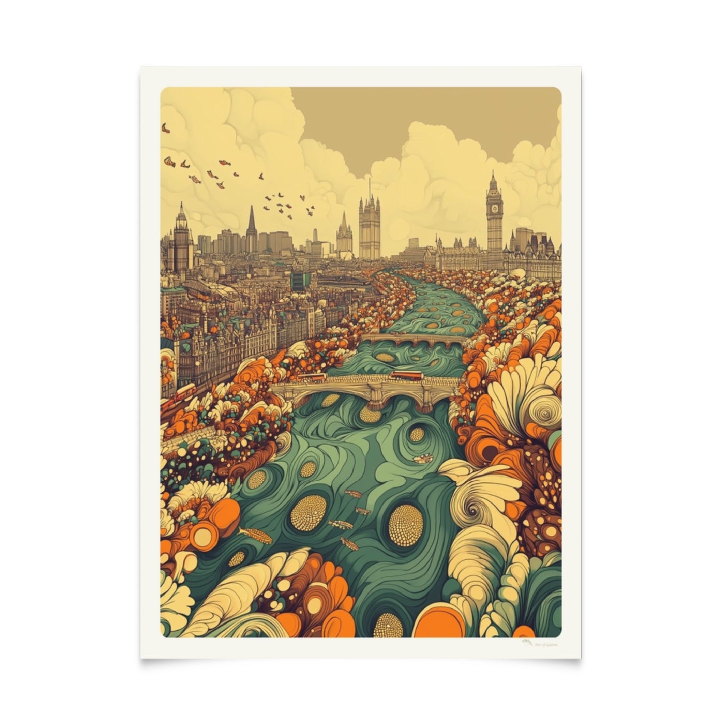 Metropolitan Skylines: Series of 5 Art Nouveau Illustrations