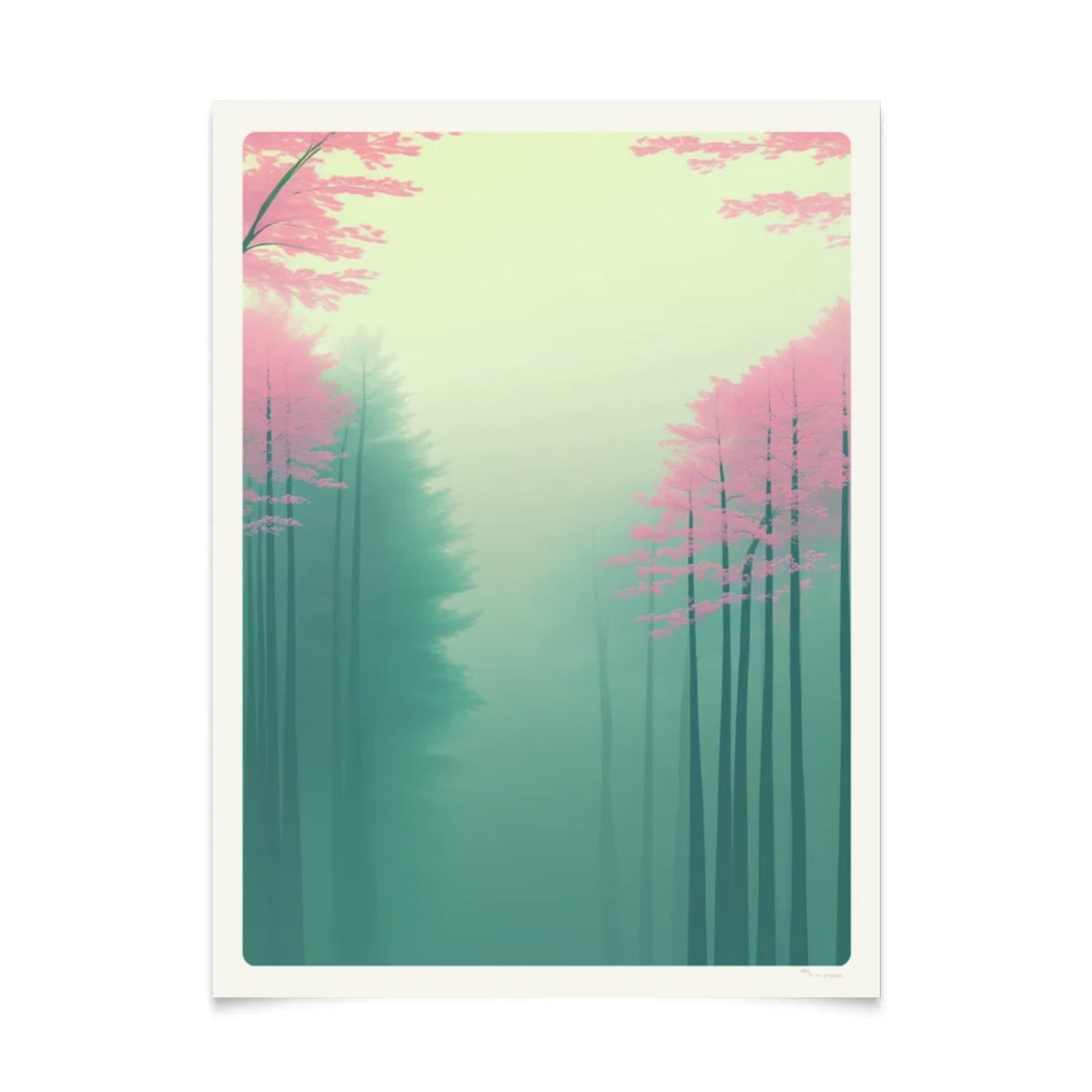 Serene Morning Forest Landscape Poster 30x40