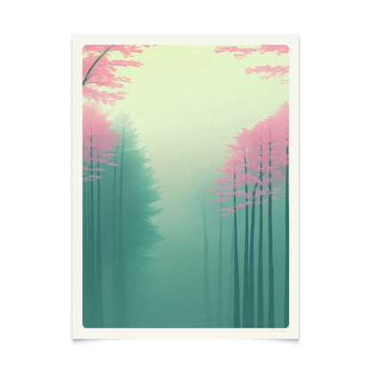 Serene Morning Forest Landscape Poster 30x40