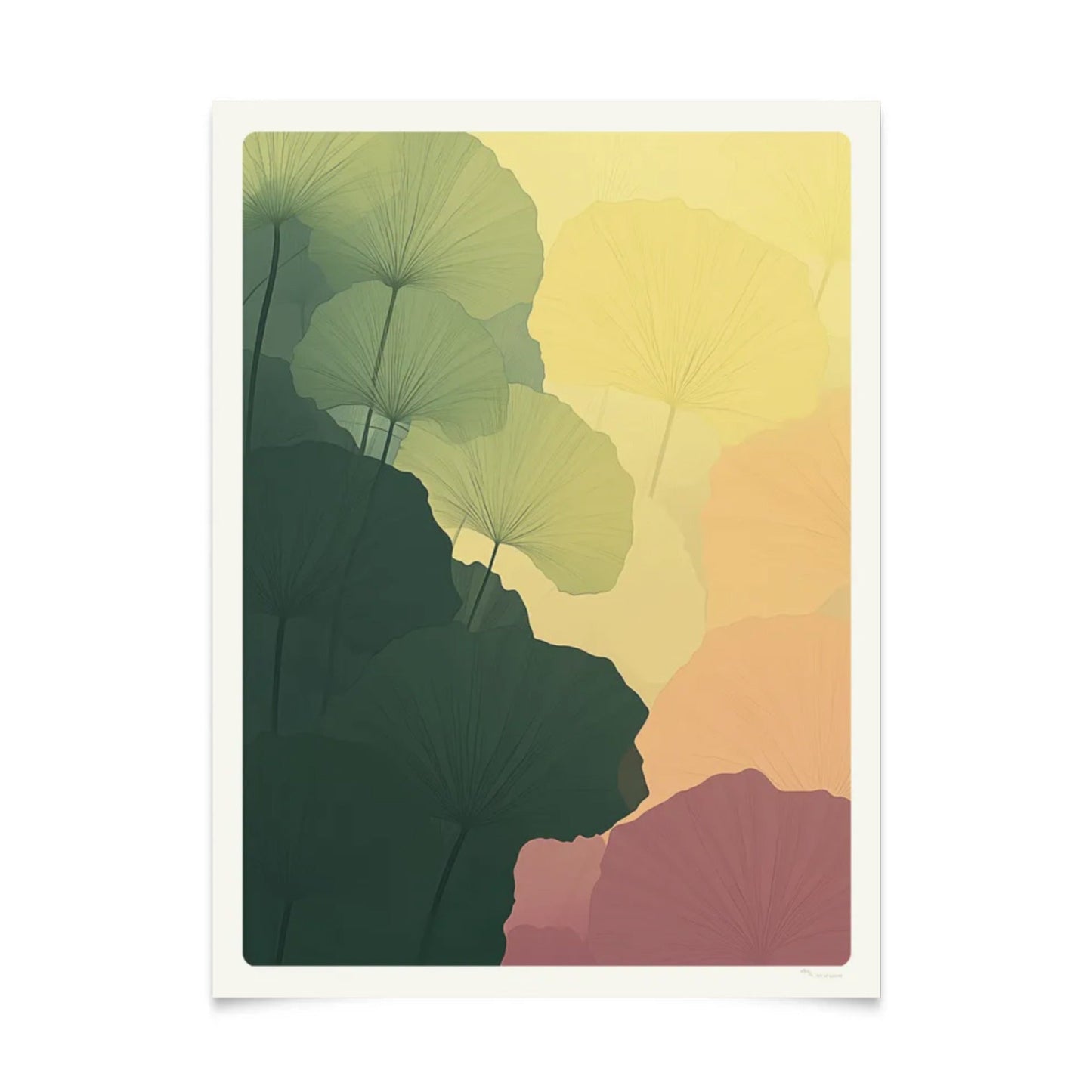 Organic Modern Wall Art Calm Leaves 30x40