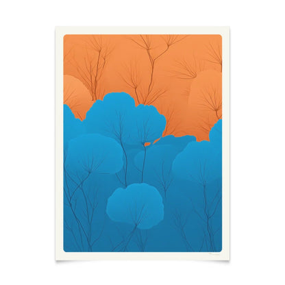 Natur Inspired Abstract Wall Art in Blue and Orange 30x40