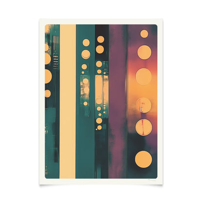 Abstract Cityscapes with Geometric Patterns: Series of 5 Prints