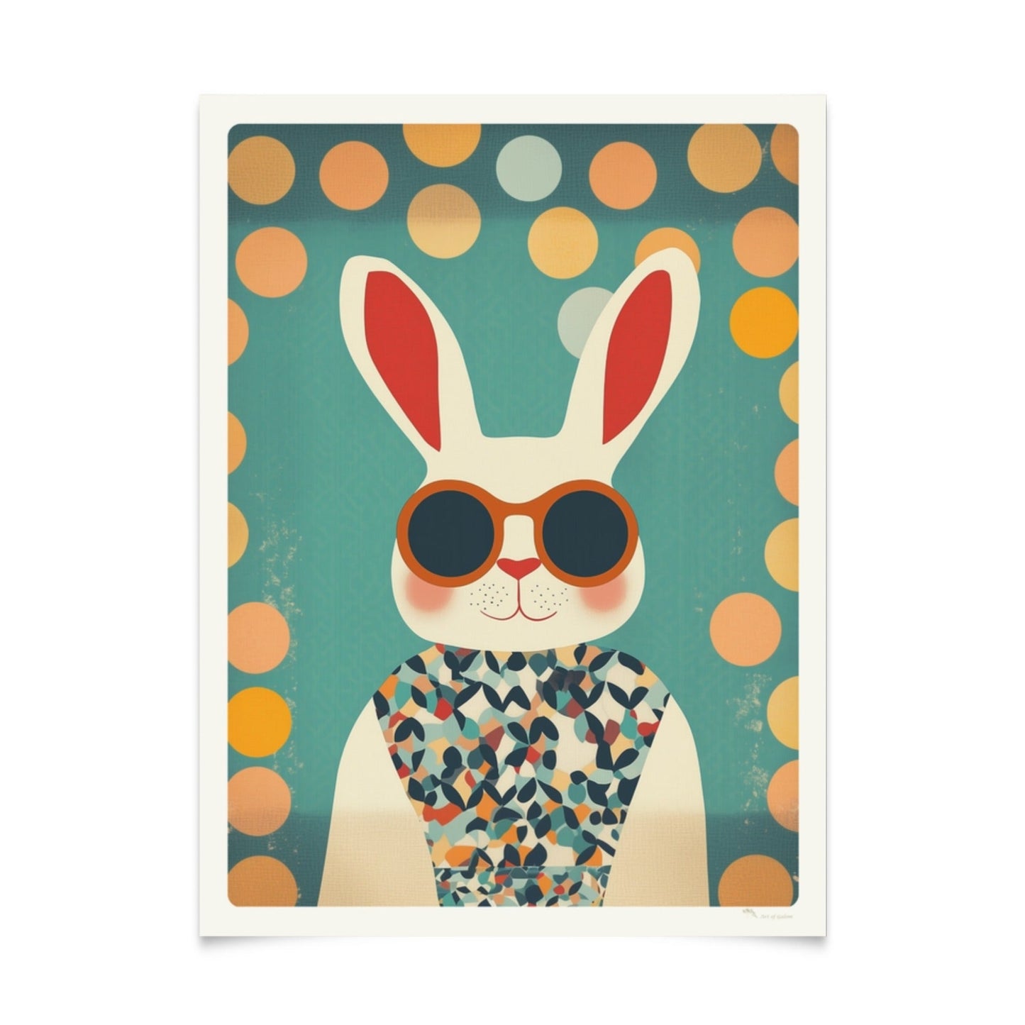 Retro Rabbit Illustrations: Series of 5 Cute Posters